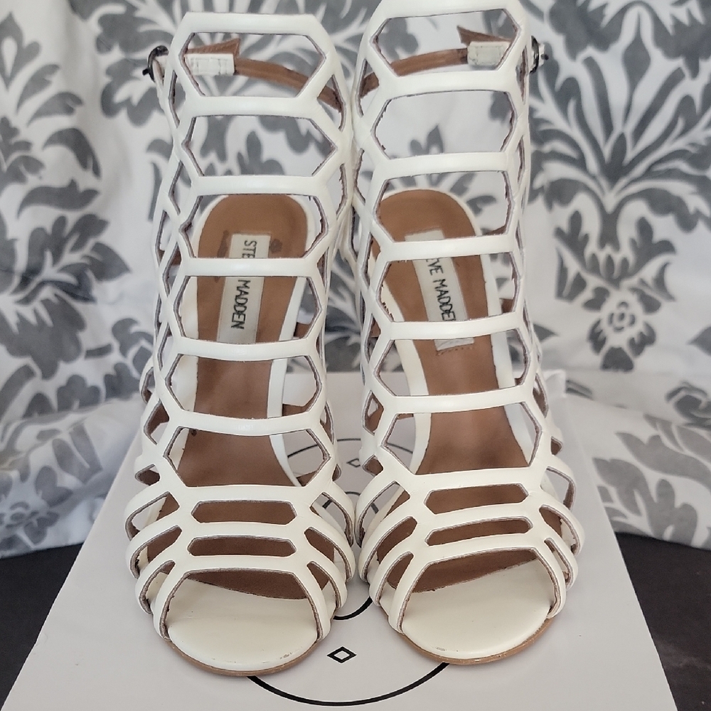 Steve Madden White Gladiator Heels